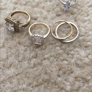 Assorted CZ engagement and wedding bands size 5